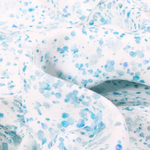 Tissu Double gaze Aquarelle de confettis bleu sur fond Blanc