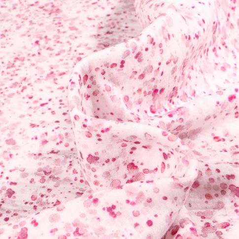 Tissu Double gaze Aquarelle de confettis rose sur fond Blanc