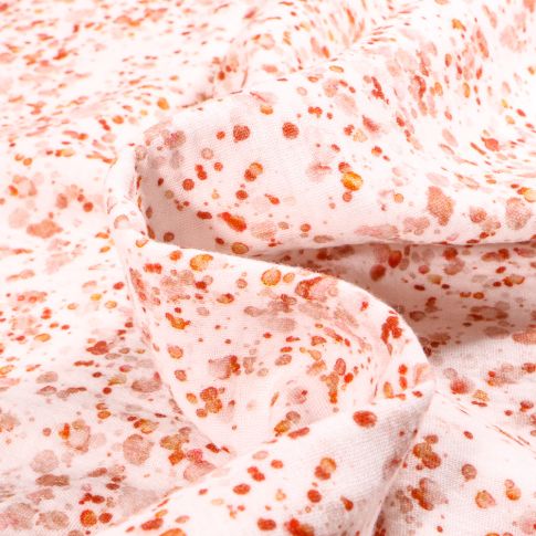 Tissu Double gaze Aquarelle de confettis orange sur fond Blanc cassé