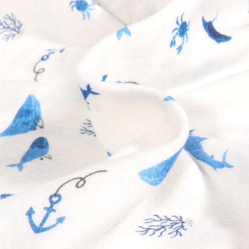Tissu Double gaze Océanique sur fond Blanc