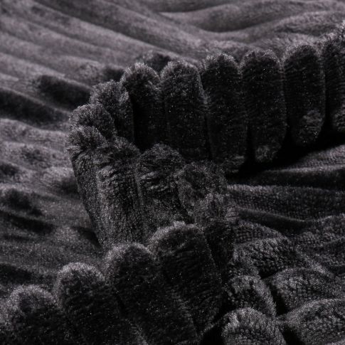 Tissu Minky Ultra doux côtelé Noir ébène