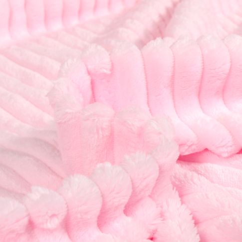 Tissu Minky Ultra doux uni côtelé envers doudou Rose bébé