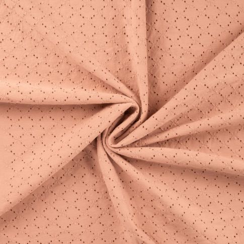 Tissu Coton Jersey brodé uni Saumon
