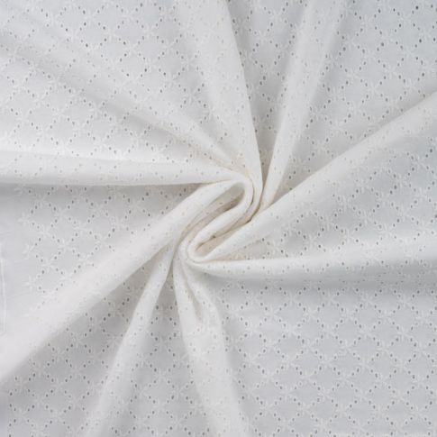 Tissu Coton Jersey brodé uni Blanc