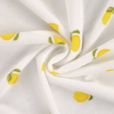 Tissu Micro éponge imprimé Citrus sur fond Blanc