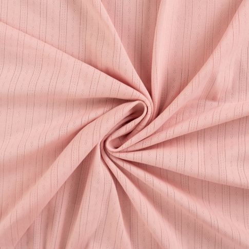 Tissu Jersey Coton ajouré uni Lio Rose poudré