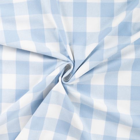 Tissu Flanelle de Coton Chemise à carreaux Bleu ciel