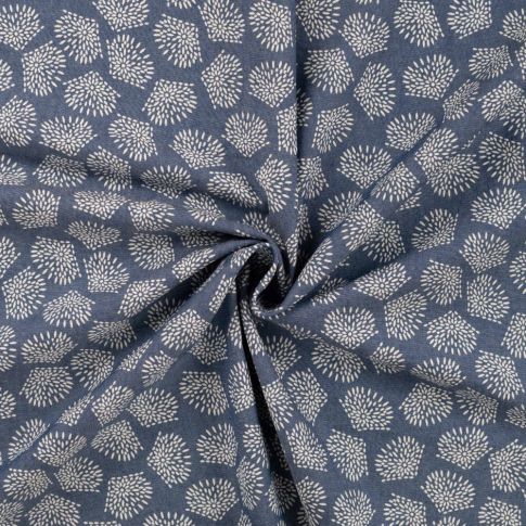 Tissu Chambray Coton Julian sur fond Bleu jean