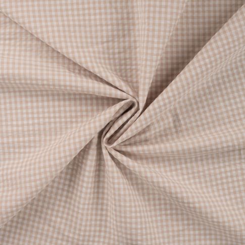 Tissu Seersucker Carreaux Vichy Beige