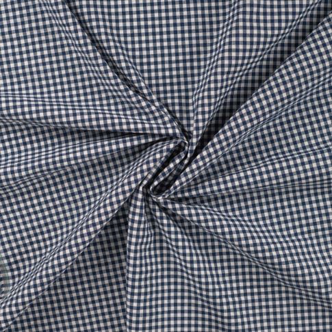 Tissu Seersucker Carreaux Vichy Bleu marine