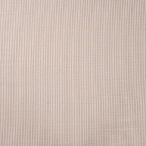 Tissu Seersucker Rayé Vichy Beige