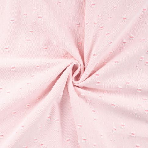 Tissu Denim jeans Coton Plumetis Rose