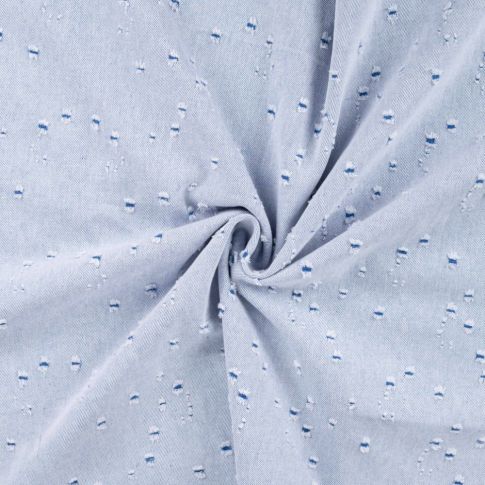Tissu Denim jeans Coton Plumetis Bleu