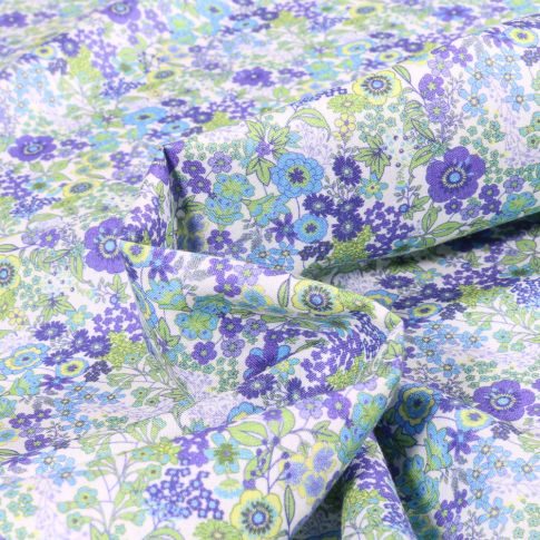 Tissu Voile de Coton Sweet Flower Louisa sur fond Blanc