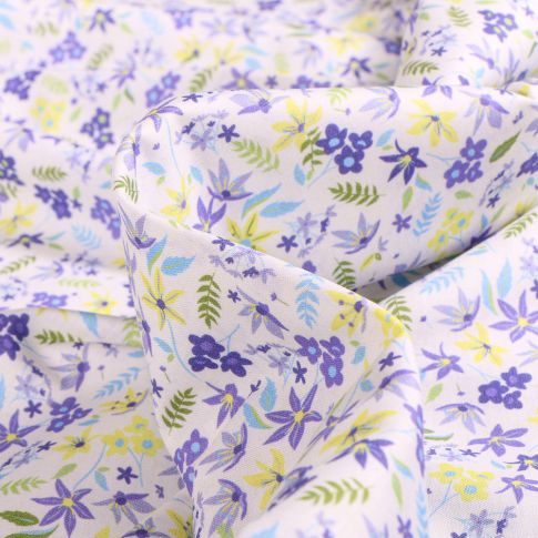 Tissu Popeline de coton Sweet Flower Joséphine Mauve sur fond Blanc