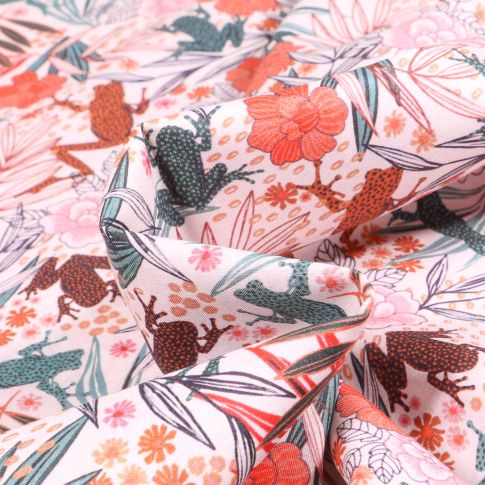 Tissu Voile de Coton Sweet Flower Jane sur fond Blanc