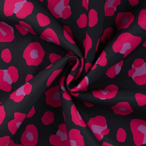 Tissu Softshell Digital Lua Fuschia sur fond Noir