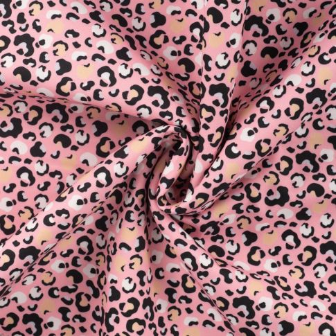 Tissu Softshell Digital Léopard sur fond Rose