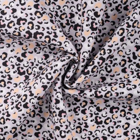 Tissu Softshell Digital Léopard sur fond Gris