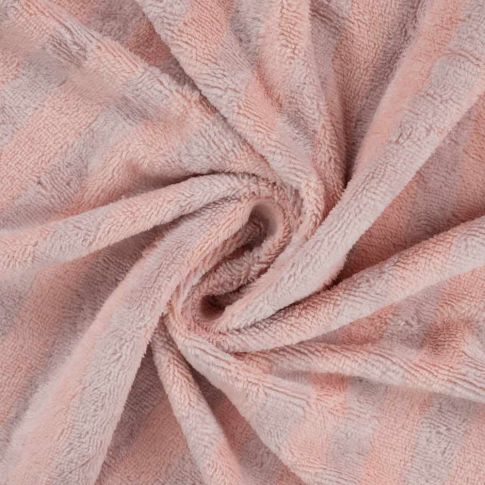 Tissu Micro Eponge Bambou rayures Lyo Roses sur fond Gris perle