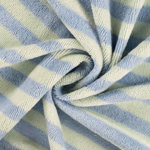 Tissu Micro Eponge Bambou rayures Lyo bleues sur fond Jaune