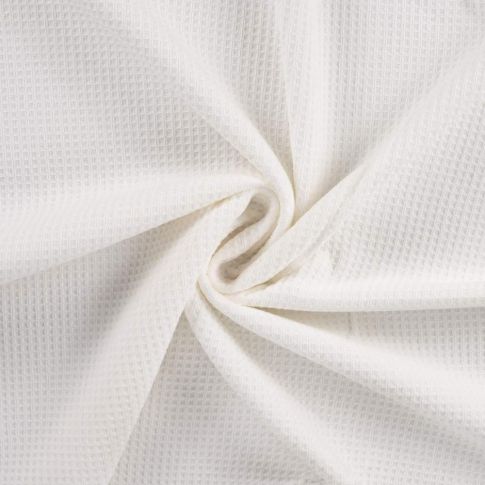 Tissu Nid d'abeille envers éponge uni Bambeluxe Ecru