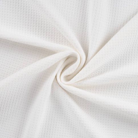 Tissu Nid d'abeille envers éponge uni Bambeluxe Blanc