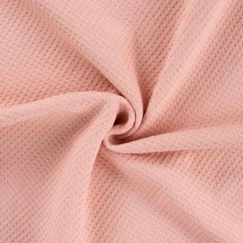 Tissu Nid d'abeille envers éponge uni Bambelux Rose poudré