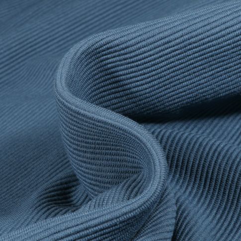 Tissu Jersey côtelé Ottoman uni  Bleu ancien