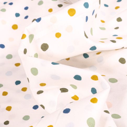 Tissu Coton imprimé Petit pois irréguliers sur fond Blanc cassé