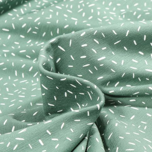Tissu Jersey Coton Camille Confettis sur fond Vert amande