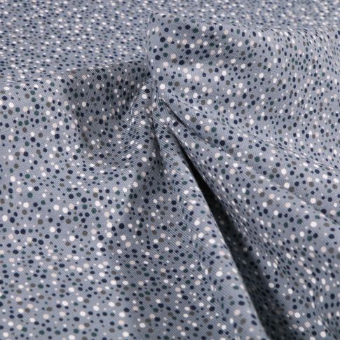Tissu Jersey Coton Petits pois sur fond Bleu gris