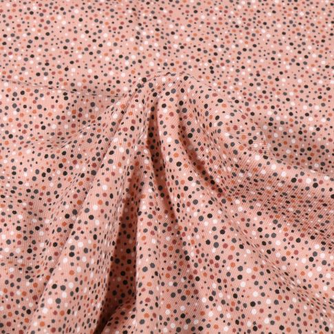 Tissu Jersey Coton Petits pois sur fond Rose