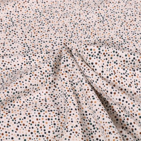 Tissu Jersey Coton Petits pois sur fond Blanc