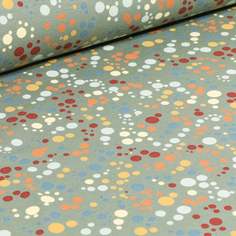 Tissu Jersey Coton Confettis pastel sur fond Vert d'eau