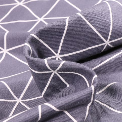 Tissu Jersey Coton Triangles Stella sur fond Gris