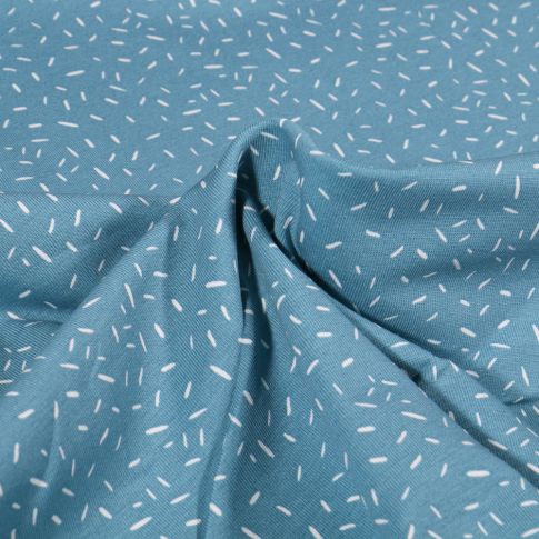 Tissu Jersey Coton Confettis sur fond Bleu ancien