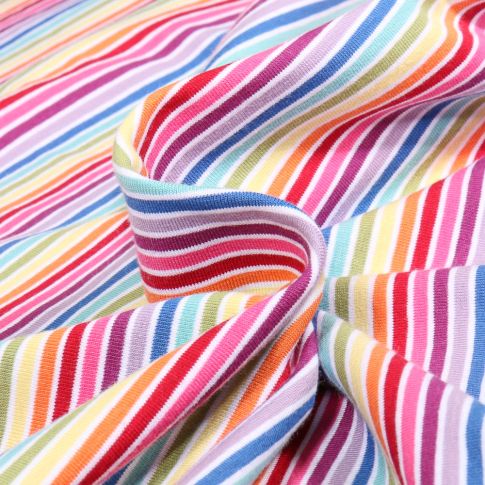 Tissu Jersey Coton Rayures Multicolore