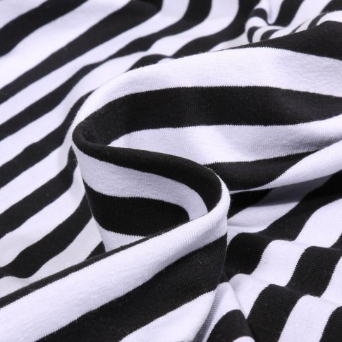 Tissu Jersey Coton Stripe sur fond Noir