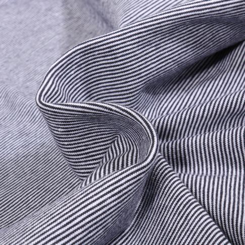 Tissu Jersey Coton Stripe mini sur fond Bleu marine