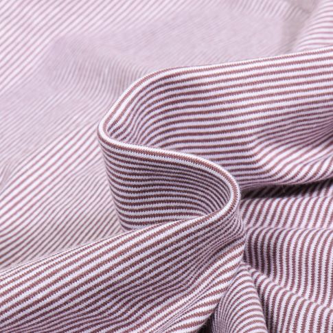 Tissu Jersey Coton Stripe mini sur fond Cacao