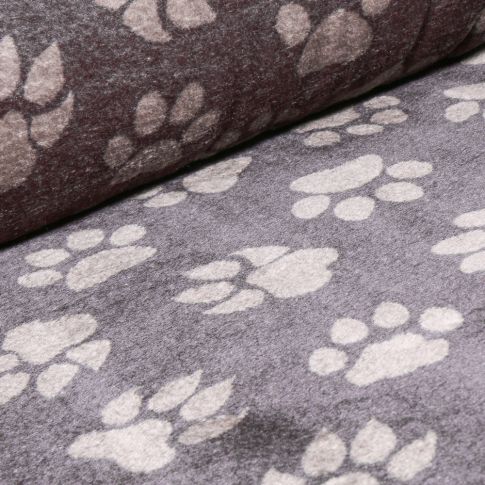 Tissu Doudou Animaux sur fond Gris