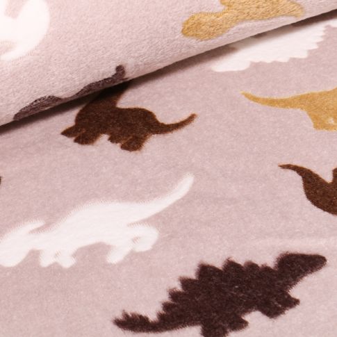 Tissu Doudou Baby dinos sur fond Beige