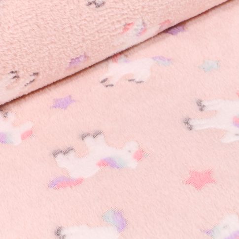 Tissu Doudou Baby animaux sur fond Rose pâle