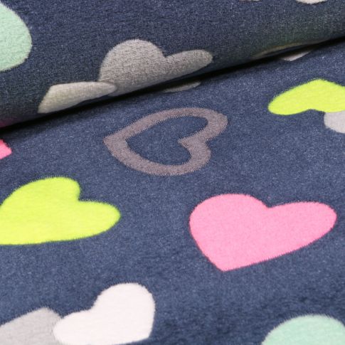 Tissu Doudou Baby animaux sur fond Bleu denim