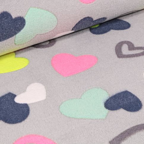 Tissu Doudou Baby animaux sur fond Gris