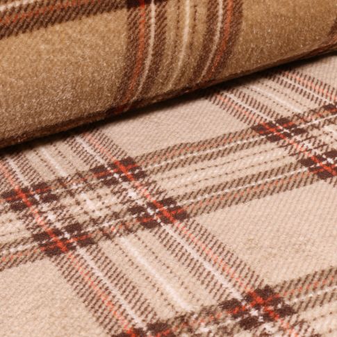 Tissu Doudou Ecossais sur fond Beige