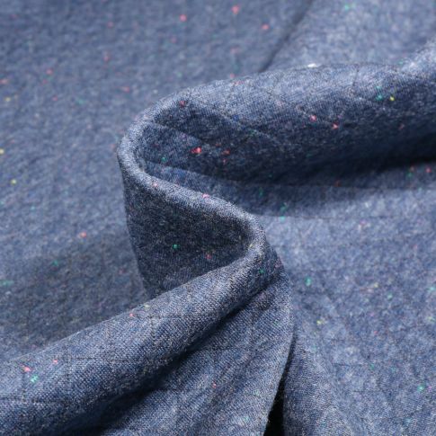 Tissu Sweat léger envers tout doux Moucheté Multicolore Bleu denim