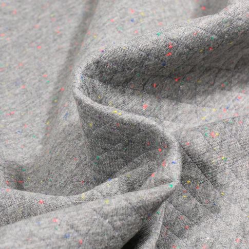 Tissu Sweat léger envers tout doux Moucheté Multicolore Gris clair