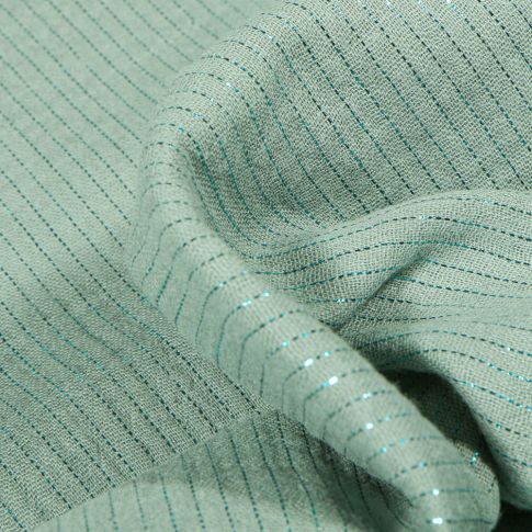 Tissu Double gaze Rayures lurex Vert menthe